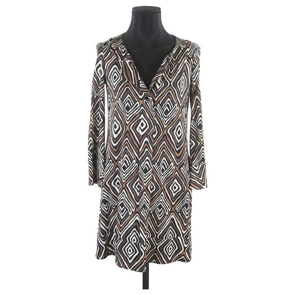 Diane Von Furstenberg Silk Vintage Tribal Print Tunic Dress Size 4 - Picture 2 of 8